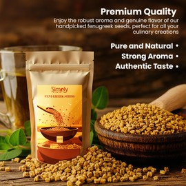 Simply Staples Organic Fenugreek Seeds (Methi) 16oz | USDA Organic, Non-GMO | Whole Fenugreek for Cooking, Tea, Hair Care & Wellness | Raw, Natural Spice for Curries, Pickles, Breads