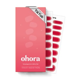 ohora Semi Cured Gel Nail Strips (N Jelly Berry) - Works with Any Nail Lamps, Salon-Quality, Long Lasting, Easy to Apply & Remove - Includes 2 Prep Pads, Nail File & Wooden Stick