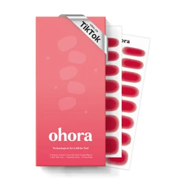 ohora Semi Cured Gel Nail Strips (N Jelly Berry) - Works with Any Nail Lamps, Salon-Quality, Long Lasting, Easy to Apply & Remove - Includes 2 Prep Pads, Nail File & Wooden Stick