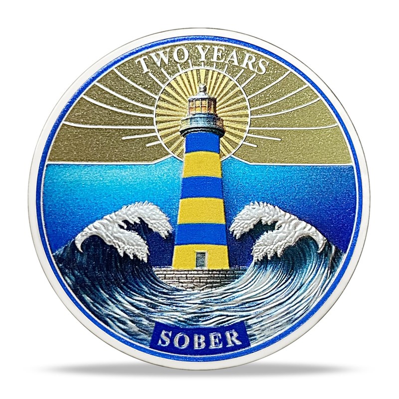 2 Year Sober AA Medallion - Two Years Inspirational Sobriety