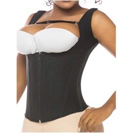 Salome 0314 Zip Waist Trainer Vest Faja Colombiana Chaleco Cinturilla Reductora de Mujer Black S