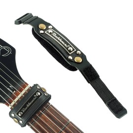 Rockhouse Guitar String Mute Dampener, Electric Guitar String Muter Bass Fret Neck Wrap Muffler Silencer, Black Leather with Metal Accents