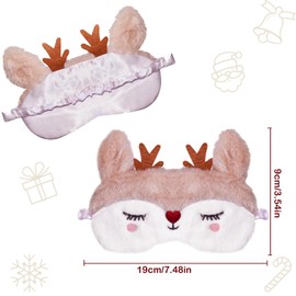 Christmas Reindeer Sleeping Mask, 3D Cute Soft Plush Sleeping Mask, Cartoon Eye Mask, Funny, Kids Sleeping Mask, Reindeer Sleeping Mask, Christmas for Night Nap Travel, Children, Girls, Women (A)