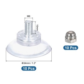 uxcell 10 Packs Suction Cups for Glass 34mm/1.3" Dia Clear PVC Window Glass Suction Sucker Pads with M6 x 10mm Screw for Window Bathroom Door Glass Wall Car Sun Shade