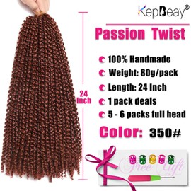 Passion Twist Hair 24Inch 1Pack Passion Twist Crochet Hair Water Wave Crochet Hair for Black Women (24 Inch (Pack of 1), 350#)
