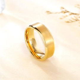 TIGRADE Titanium Rings 4MM 6MM 8MM 10MM Wedding Band in Comfort Fit Matte for Men Women Size 3-15, Gold 8mm, Size 10