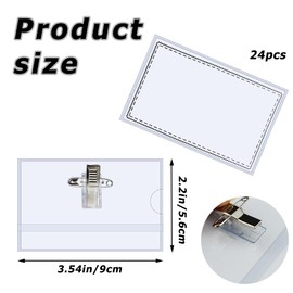 IheDovb 24 Stück Namensschilder, Transparent 90 * 56mm Namensschilder für Kleidung Namenschilderhülle mit Clip für Schulen Büro