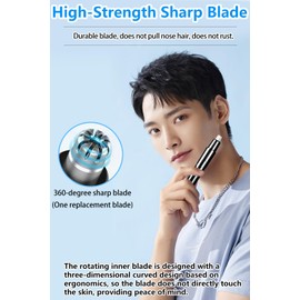 HILIYOT Nose Hair Trimmer, USB Rechargeable, 2024 Professional Painless Ear Hair Trimmer, for Men Women, Powerful Motor, Dual-Edge Blades for Smoother Cutting, with a Spare Blade, Low Noise, Black