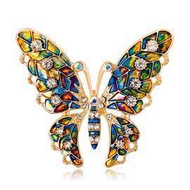 Danshinbow Clothing Crystal Hollow Out Butterfly Brooch Rhinestone Party Dress Brooch Elegant Collar Pins Accessories for Women, Metal