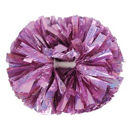 Lovecheer - 2 pompones rosados para animadora, holográficos, con mango de bastón, para equipo deportivo, danza espiritual, niños y adultos