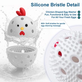 Egg Washer for Fresh Eggs, Egg Scrubber for Fresh Eggs, 2 Reusable Silicone Chicken Shaped Scrubs, Chicken Egg Cleaner, Eggshell Cleaner for Poultry Farm, Housewife Tools Vegetable Processing (White)