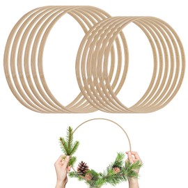ANNASAMDO Pack of 12 Wooden Rings for Crafts, 6 x 26 cm / 30 cm Dream Catcher Rings Bamboo Flower Wreath Macrame Floral Hoop Set for DIY Wedding Wreath Decor and Wall Hanging Craft Flower Wreath Door