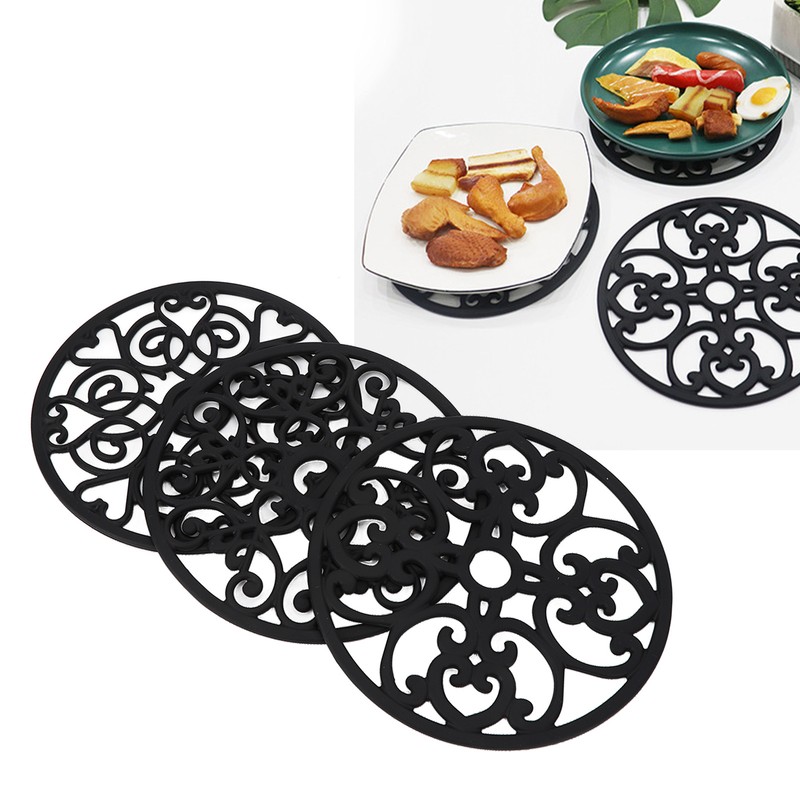 3pcs Modern Kitchen Trivets Waterproof Hollow Carved High Temperature Resistance