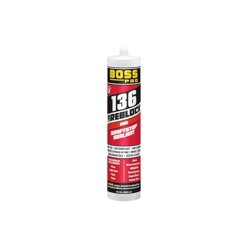 Boss 136 Fireblock (Red) Draftstop Sealant - 12 Pack