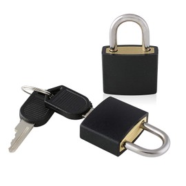Small Mini Durable Padlock Luggage ABS Covered Solid Brass Body Individually Keyed Luggage Padlock Set - 3 Locks (Black)