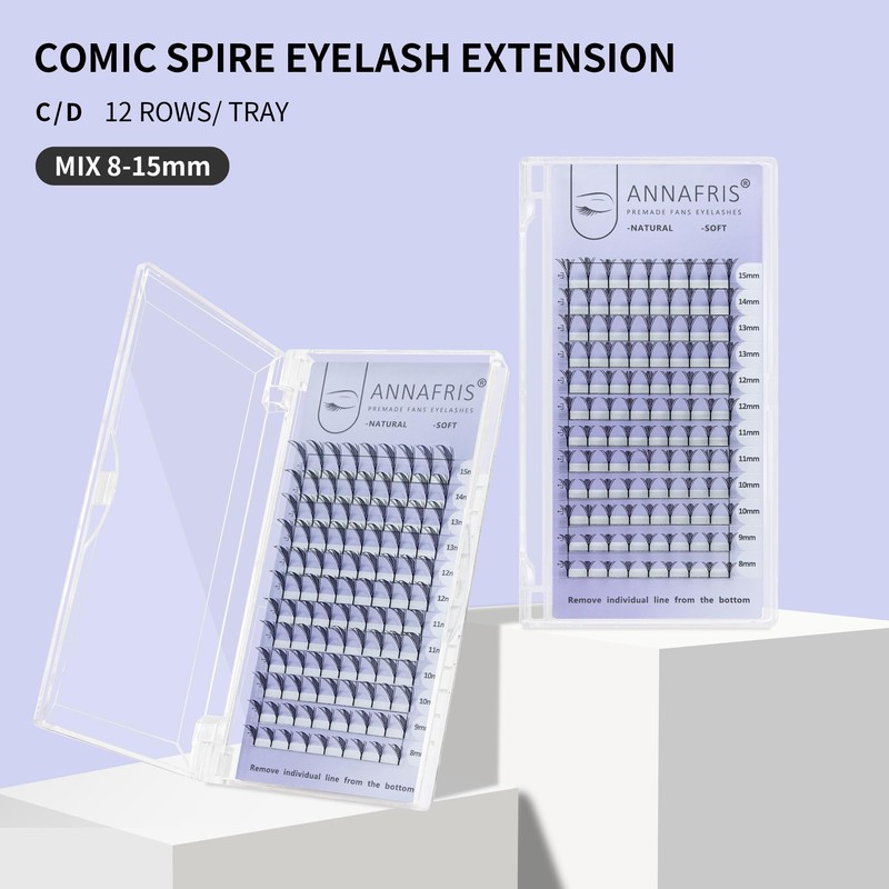 ANNAFRIS Eyelash Extensions, Artificial Eyelashes, Clusters, Volume Eyelashes, Premade Fan