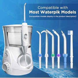 Puntas de repuesto para Waterpik, cabezales de repuesto para irrigador bucal Waterpik (paquete de 6 puntas diferentes y estuche de almacenamiento)