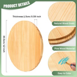 AWIZOM 4 Pack 12 Inch Round Pine Wood Circle Plaques - Unfinished Wooden Circle Signs for DIY Craft, Painting, Engraving, Wood Carving, Home Decor (0.59 Inch Thick)