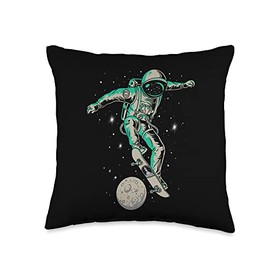 Smarty Pants Designs Skateboarding Astronaut ollieing The Moon, Fun Skater Throw Pillow, 16x16, Multicolor