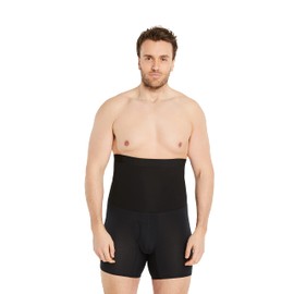 FINN Men's Shapewear Boxer Briefs with Tummy Control – Figure-Shaping Body Shaper Compression Shorts – High-Waisted Girdle Pants for Men Made from Cotton Black S