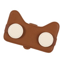 COOLYOUTH Sunglass Holder for Car Accessories Magnetic Leather Sunglasses Holder for Car Visor Double Position Clip (1, Brown)