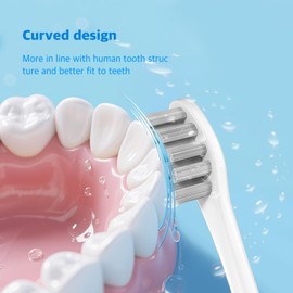 MediGenius 6 Pack Electric Toothbrush Replacement Heads Suitable for Oclean X Pro Elite/X/X Pro/Flow/F1/Air 2-Vacuum-Sealed with Hygienic Caps,Bonus Tongue Scraper & Travel Cup Included-Grey