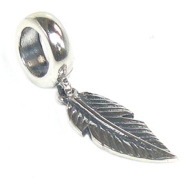Queenberry Sterling Silver Angel Feather Dangle Bead For European Charm Bracelets