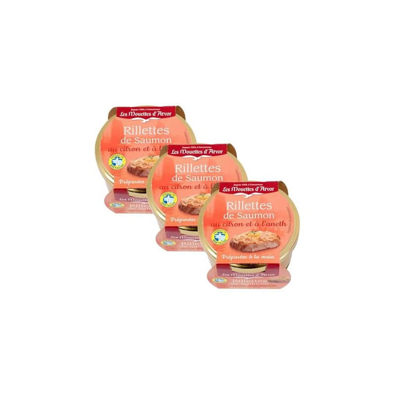 Les Mouettes d'Arvor Rillettes of Salmon w/Lemon & Dill 3-Pack
