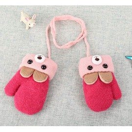 Baby Toddler Winter Gloves Mittens on String Cute Warm Baby Mittens with Plush Winter Soft Double Knitted Gloves Kids Snow Gloves for Baby Girls Boys 0-3 Years Gift