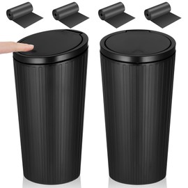 Zocipro Pack of 2 Car Rubbish Liners with Lid, Car Trash Bin, Mini Car Trash Bin, Waterproof and Odourproof with 4 Rolls of Bin Liners, Small Car Rubbish Liner, for Cars, Home,