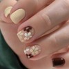 Fall Press on Nails Short Square Fake Nails Yellow Flower