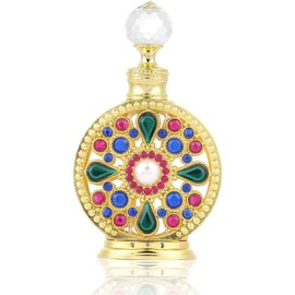 Glass Perfume Bottles, 1 Pack 15ml Small Vintage Electroplating Decorative Fragrance Empty Bottle Empty Refillable, Inlaid Jewelry Decoration Refillable Bottle Gift Metal Hollow Vanity:_1 pcs 15ml empty perfume bottle
