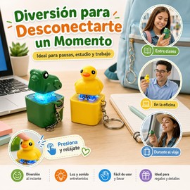 Llavero de Rana con Sonido, Frog Keychain con Luz Colorida, Juguetes y Juegos Antiestrés Portátil para Mochila Escuela Viaje Oficina Regalo para Niños y Adultos (2*pato)
