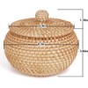 BOFRHME Round Rattan Basket with Lid Fruit Snack Basket for
