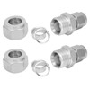 2pcs Compression Tube Fitting Adapter Stainless Steel Double Ferrule Joint