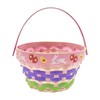 Handwoven Pink Rattan Easter Basket with Removable Lining Sturdy Wooden