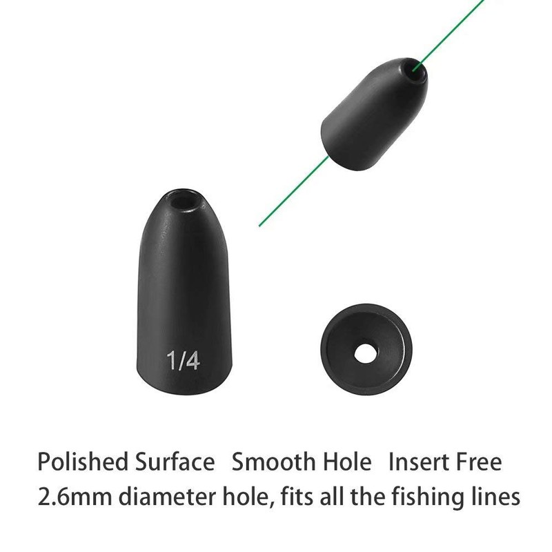 Fishfun Pesas de Pesca de Bala de tungsteno, sin inserción,
