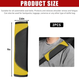 Yourkar 2PCS Car Seat Belt Cover, Soft Leather Safety Belt Neck Shoulder Strap Covers, Auto Seat Belt Protector Pads for A More Comfortable Driving, Universal Car Accessories (Black+Yellow)