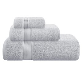 Belizzi Home - Juego de 3 toallas de algodón ultrasuave, contiene una toalla de baño de 28 x 55 pulgadas, una toalla de mano de 16 x 24 pulgadas y una bata de lavado de 12 x 12 pulgadas, ideal para