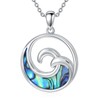 VONALA Wave Necklace Sterling Silver Abalone Shell Ocean Wave Pendant