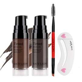 SACE LADY Juego de Gel de Cejas de Larga Duración de 2 Colores Con Cepillos de Cejas para Maquillaje de Cejas Impermeable, Kit Corrector de Tinte de  