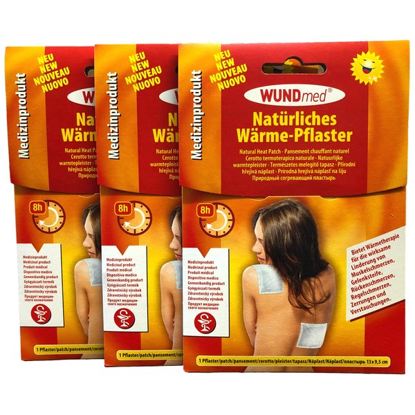 3 x Wundmed Natural Heat Plasters - Lasts up to