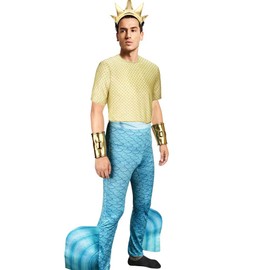 HORNIGHT Mermaid Father Cosplay Poseidon Merman Bling T-shirt Fishscale Pants King Crown Neptune Outfits Sea God Dress-Up (Medium)