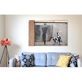 Shower Peepers By Banksy Canvas Pictures Framed Prints Wall Art Home Office Work Artwork 30 x 20cm (12 x 8 inches) A4