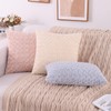 Cikary Cream Beige Fur Throw Pillow Covers 3D Rose Pattern