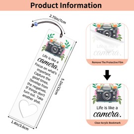 Photographer Gift Inspirational Bookmark for Daughter Son Teen Boys Girls Photo Lover Photo Club Christmas Graduation Birthday Gifts Camera Jewelry for Photographer Reading Accessories