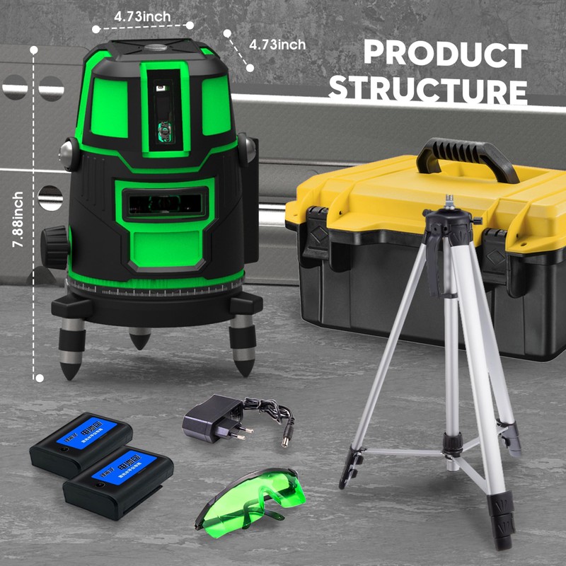 5 Lines Laser Level Tool 360 Self Leveling Precision Cross