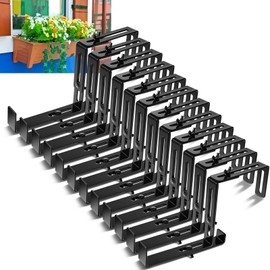 Leinuosen 12 Pcs Adjustable Window Boxes Brackets Planter Box Bracket Heavy Duty Deck Railing Hanging Flower Stand for Windowsill Garden Fence Balcony (Black)