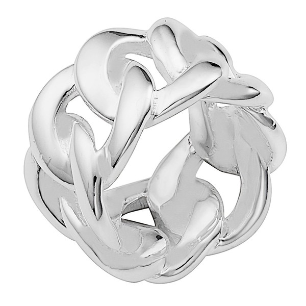 Vinani Ring Chain Pattern Rounded Wide Shiny Intertwined Sterling Silver