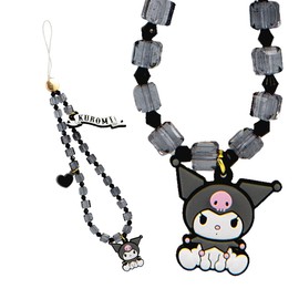 Sonix x Sanrio Beaded Phone Charm | Beaded Wristlet, Universal Phone Strap, and Detachable Cell Phone Lanyard with Silicone Charms | Kuromi